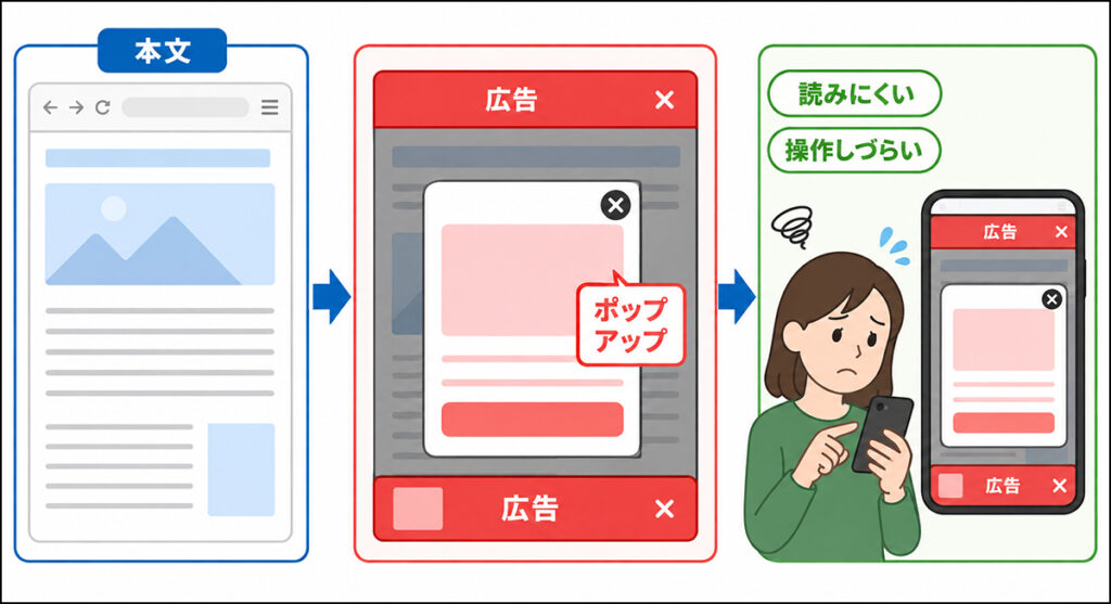 画像 広告・ポップアップによる閲覧阻害