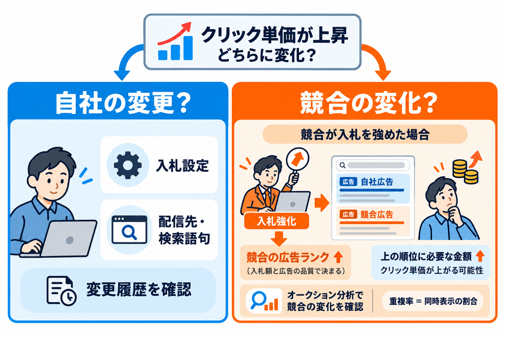 クリック単価上昇の原因を診断